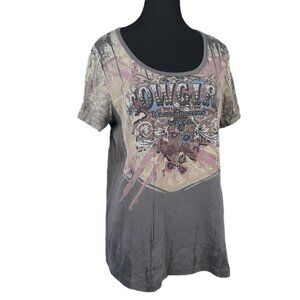 Plus Size Cowgirl Distressed Rhinestone Scoop T Rodeo Western Y2K Stampede Sz 1X